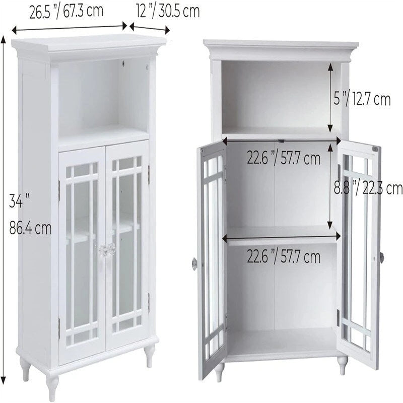 Floor Cabinet with 1 Adjustable Shelf 3 - 12 D x 26.5 W x 34 H