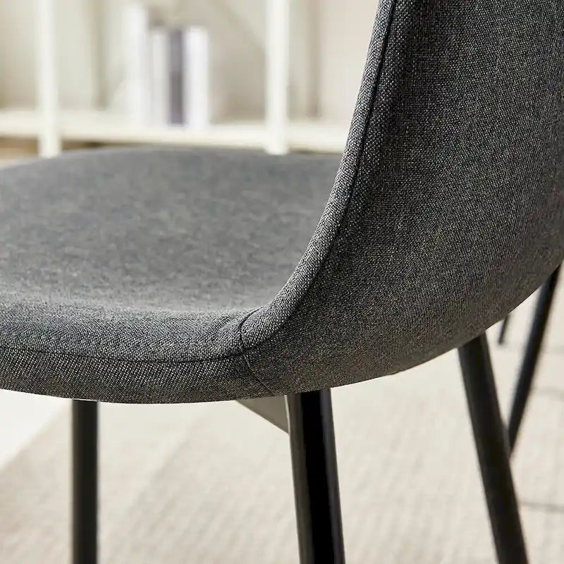 Modern Glass Top Dining Kitchen Table With Fabric Chairs