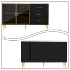 Modern Stylish Wooden Sideboard with 2 Amber-yellow Tempered Glass Doors