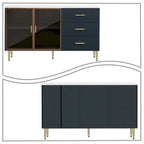 Modern Stylish Wooden Sideboard with 2 Amber-yellow Tempered Glass Doors