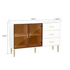 Modern Stylish Wooden Sideboard with 2 Amber-yellow Tempered Glass Doors