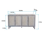 60-in Farmhouse Natural Wood Wash 4 Door Wooden Sideboard Buffet Server Accent Storage Cabinet