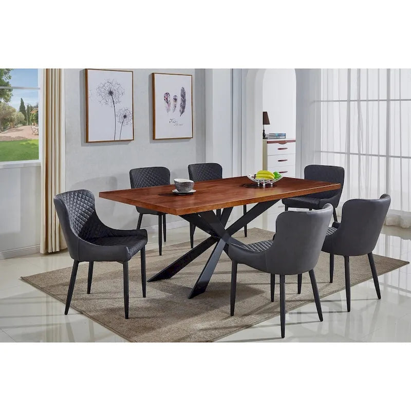 PU Leather Dining Chair with Tufted Seat and Back, Set of 4