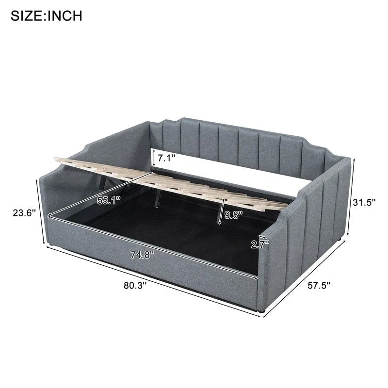 Full Size Upholstered Daybed with Underneath Storage