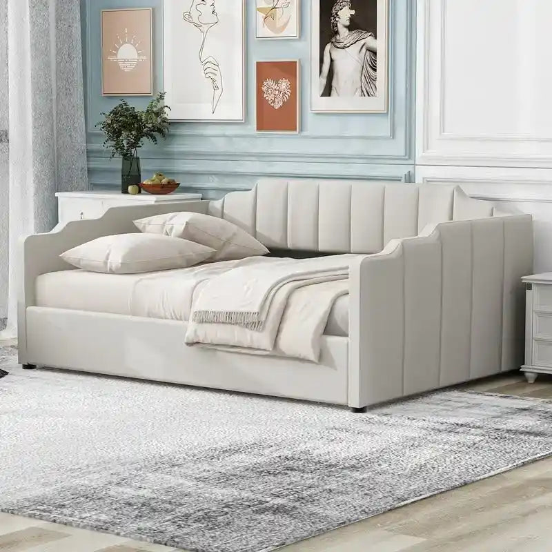 Full Size Upholstered Daybed with Underneath Storage