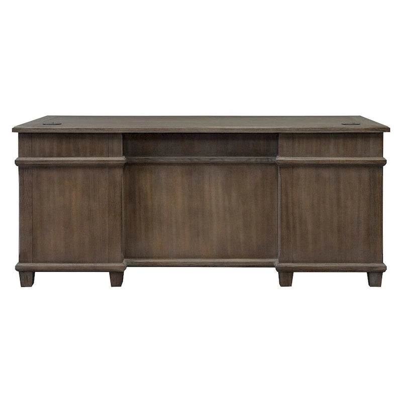 Carson Wood Double Pedestal Executive Desk, Writing Table, Office Desk, Gray