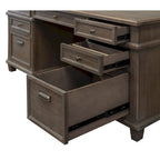 Carson Wood Double Pedestal Executive Desk, Writing Table, Office Desk, Gray