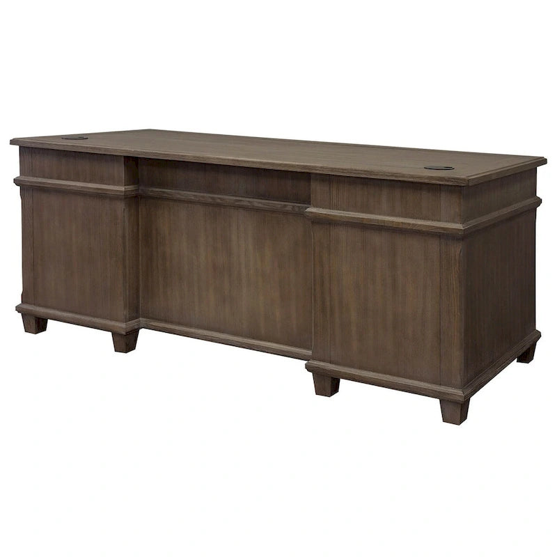 Carson Wood Double Pedestal Executive Desk, Writing Table, Office Desk, Gray