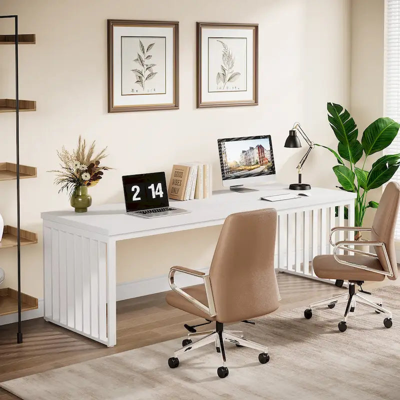 78.7-Inch 2 Person Computer Desk, Wood Writing Executive Desk for Home Office