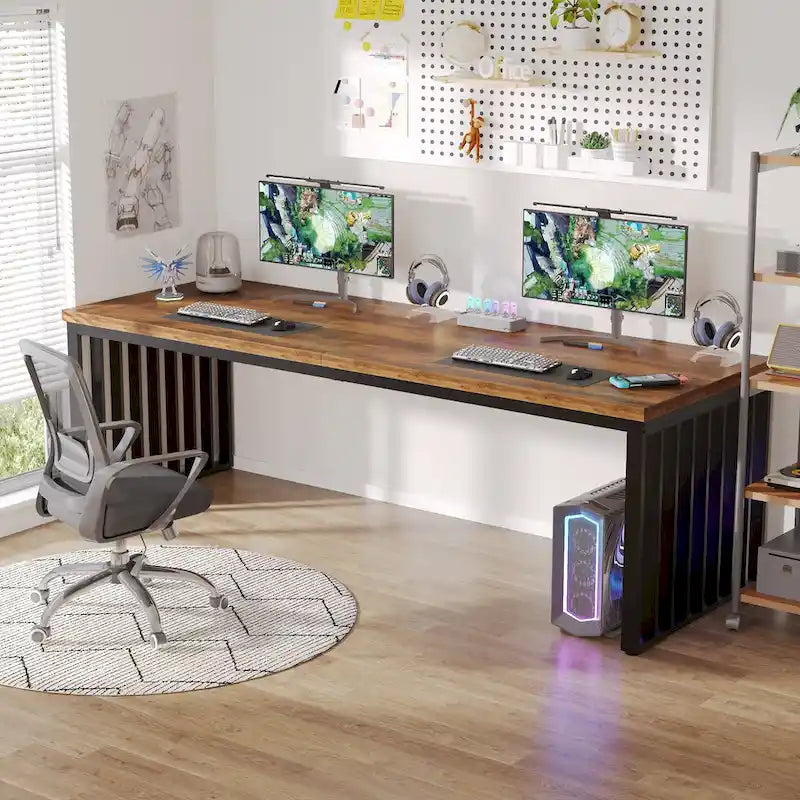 78.7-Inch 2 Person Computer Desk, Wood Writing Executive Desk for Home Office