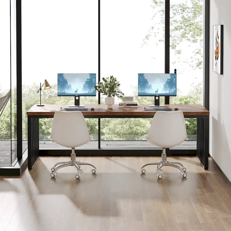 78.7-Inch 2 Person Computer Desk, Wood Writing Executive Desk for Home Office