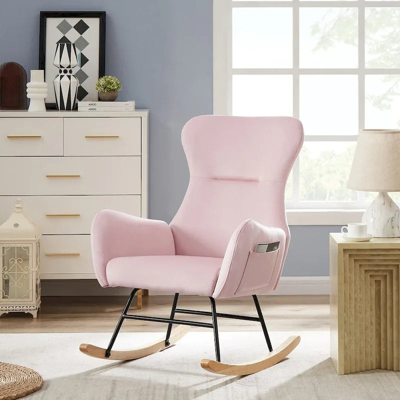 Teddy Fabric Rocking Chair for Living Room