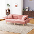 Ouyessir Upholstered Tufted Convertible Futon Sofa Bed with Foldable Armrest