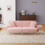 Ouyessir Upholstered Tufted Convertible Futon Sofa Bed with Foldable Armrest