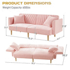 Ouyessir Upholstered Tufted Convertible Futon Sofa Bed with Foldable Armrest