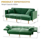 Ouyessir Upholstered Tufted Convertible Futon Sofa Bed with Foldable Armrest