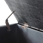 Black Upholstered Tufted Button Storage Bench with Faux Leather and Spindle Wooden Legs,Storage Ottoman Bench