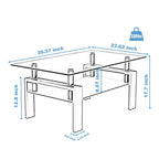Rectangle Coffee Table Glass Tabletop with Lower Shelf