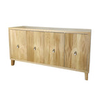 Vintage 4 Door Storage Cabinet, Carved Scatter Pattern Dining Sideboard, Large Buffet with Adjustable Shelves, Console Cabinet