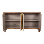 Vintage 4 Door Storage Cabinet, Carved Scatter Pattern Dining Sideboard, Large Buffet with Adjustable Shelves, Console Cabinet