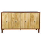 Vintage 4 Door Storage Cabinet, Carved Scatter Pattern Dining Sideboard, Large Buffet with Adjustable Shelves, Console Cabinet
