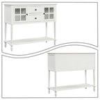 Vintage French Wooden Console Table with Two Glass Cabinet Doors