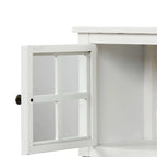 Vintage French Wooden Console Table with Two Glass Cabinet Doors
