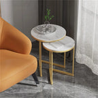 Set of 2 Round Nesting Coffee Side Table Modern Accent End Table