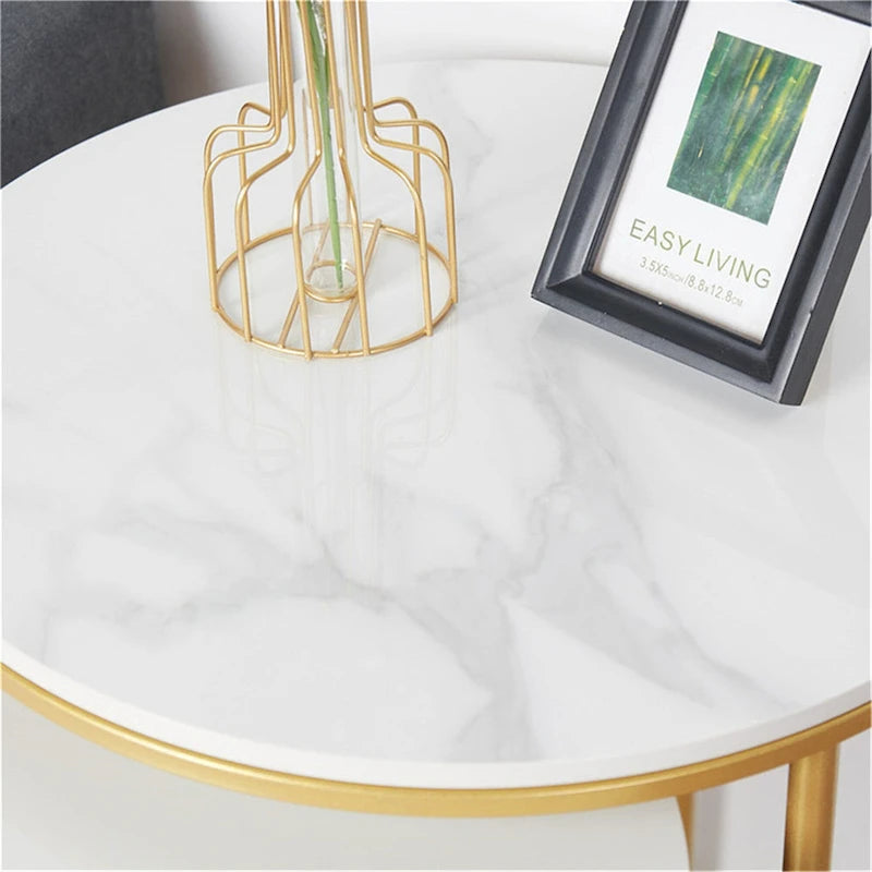 Set of 2 Round Nesting Coffee Side Table Modern Accent End Table