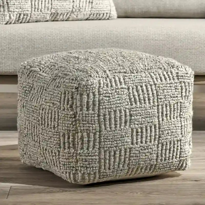 Villa by Classic Home Shades 18  Recycled Fabric Indoor/Outdoor Pouf