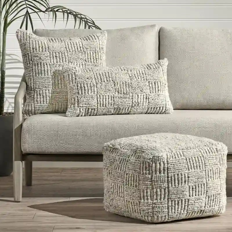 Villa by Classic Home Shades 18  Recycled Fabric Indoor/Outdoor Pouf