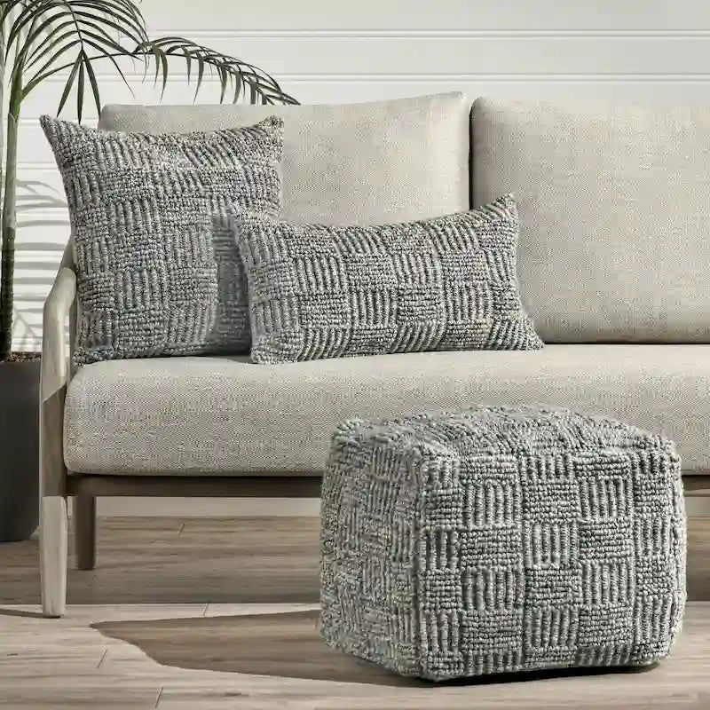 Villa by Classic Home Shades 18  Recycled Fabric Indoor/Outdoor Pouf