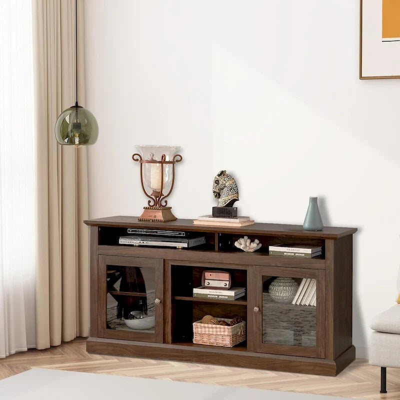 Roomfitters Contemporary TV Media Stand, Modern Entertainment Console, Up to 65  TV, Open & Closed Storage Space