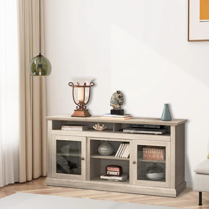 Roomfitters Contemporary TV Media Stand, Modern Entertainment Console, Up to 65  TV, Open & Closed Storage Space