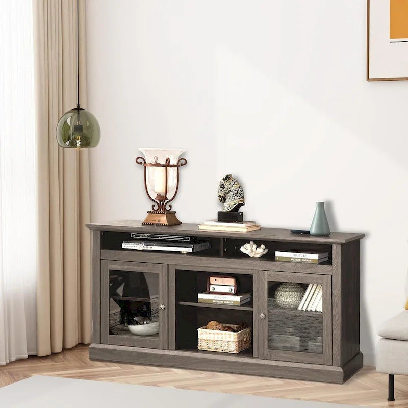 Roomfitters Contemporary TV Media Stand, Modern Entertainment Console, Up to 65  TV, Open & Closed Storage Space