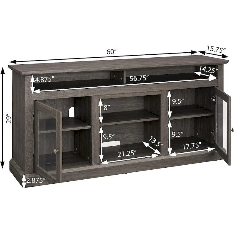 Roomfitters Contemporary TV Media Stand, Modern Entertainment Console, Up to 65  TV, Open & Closed Storage Space