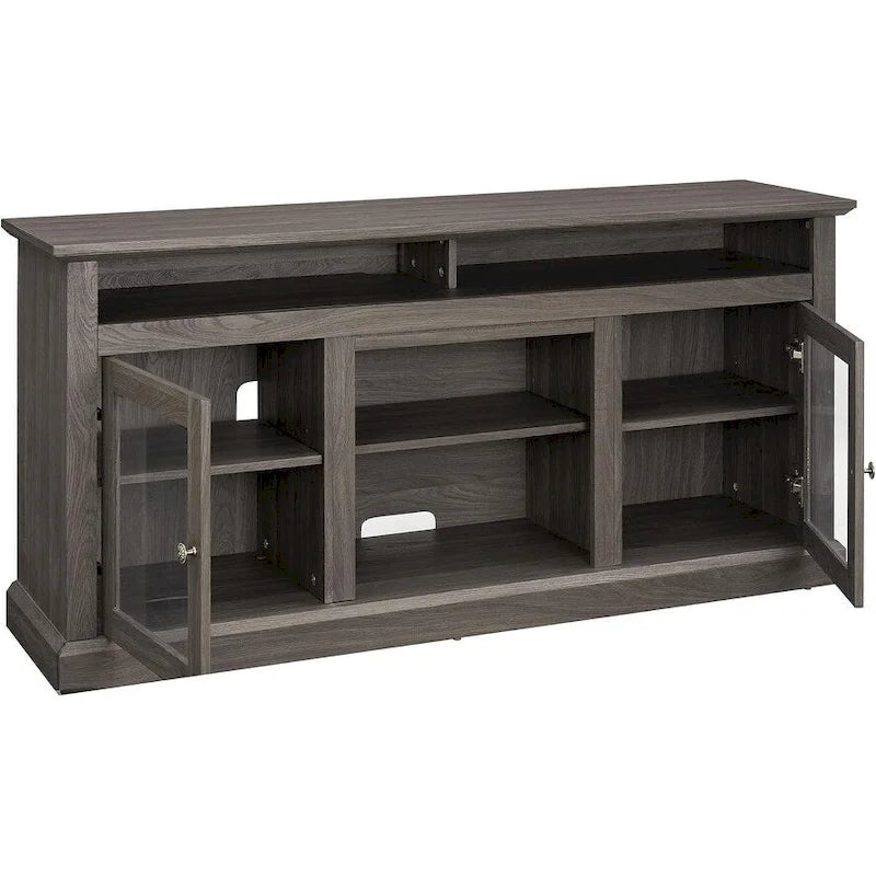 Roomfitters Contemporary TV Media Stand, Modern Entertainment Console, Up to 65  TV, Open & Closed Storage Space