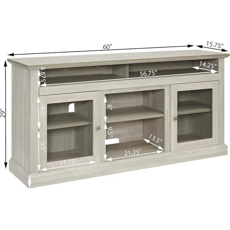 Roomfitters Contemporary TV Media Stand, Modern Entertainment Console, Up to 65  TV, Open & Closed Storage Space
