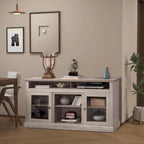Roomfitters Contemporary TV Media Stand, Modern Entertainment Console, Up to 65  TV, Open & Closed Storage Space