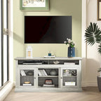 Roomfitters Contemporary TV Media Stand, Modern Entertainment Console, Up to 65  TV, Open & Closed Storage Space