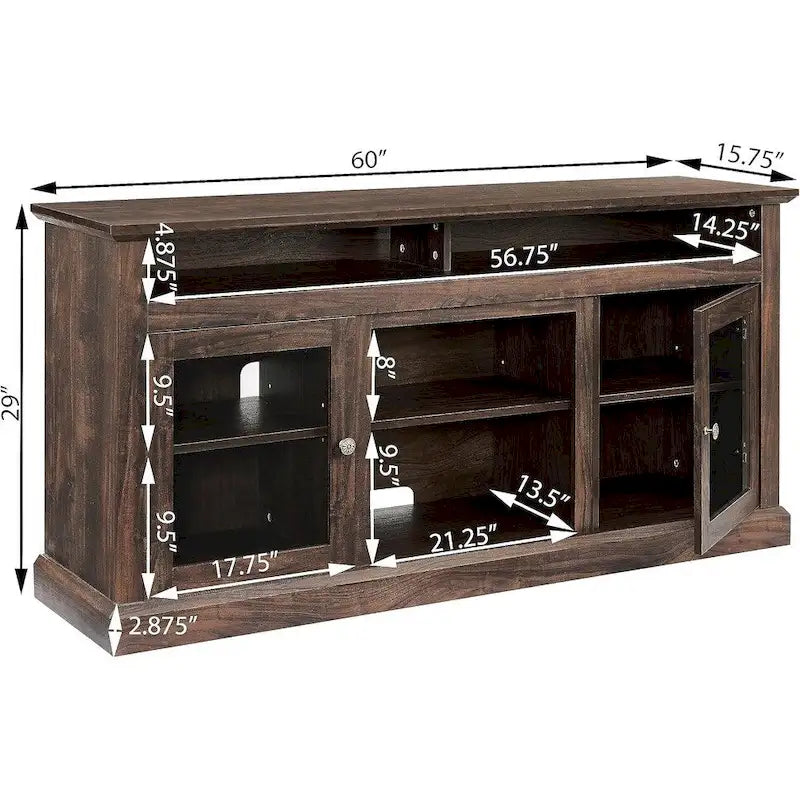 Roomfitters Contemporary TV Media Stand, Modern Entertainment Console, Up to 65  TV, Open & Closed Storage Space