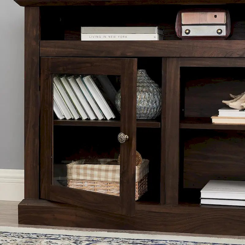 Roomfitters Contemporary TV Media Stand, Modern Entertainment Console, Up to 65  TV, Open & Closed Storage Space