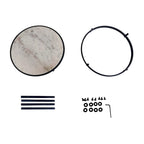 23 Inch Side End Table, Modern Round White Natural Marble Top, Classic Black Iron Frame