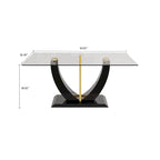 Modern Stylish Rectangular Coffee Table with Glass Top and Wooden Base
