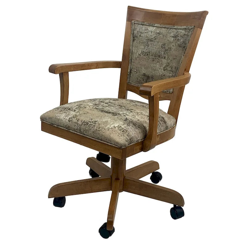 Swivel Wood Dining Caster Chair - 400 on Wheels - Custom Upholstery - 18 inch Seat