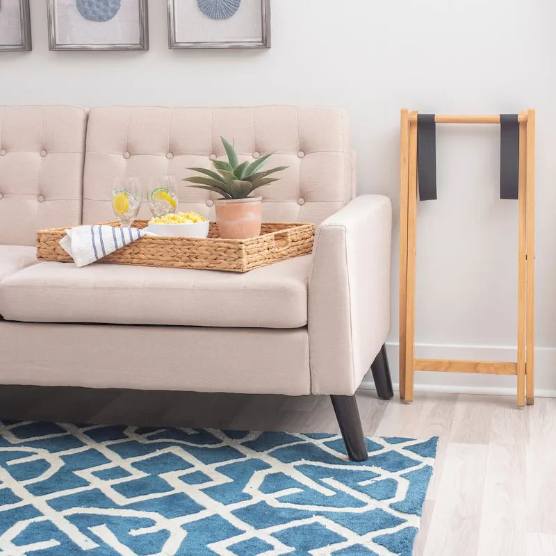 Christiansen Natural Hyacinth Foldable Snack Table with Removable Tray