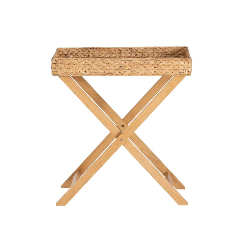 Christiansen Natural Hyacinth Foldable Snack Table with Removable Tray