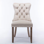 High-end Tufted Solid Wood Contemporary Velvet Upholstered Dining Chair with Wood Legs Nailhead Trim 2-Pcs Set