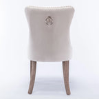High-end Tufted Solid Wood Contemporary Velvet Upholstered Dining Chair with Wood Legs Nailhead Trim 2-Pcs Set