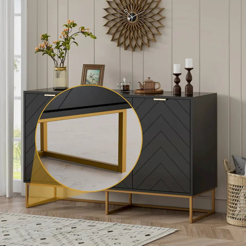 3 Doors Sideboard Buffet Cabinet with Storage Adjustable Shelf